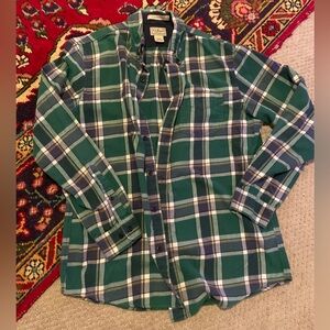 L.L. Bean Men's Blue and Green Checkered Shirt